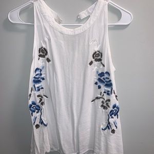 White Embroidered Tank